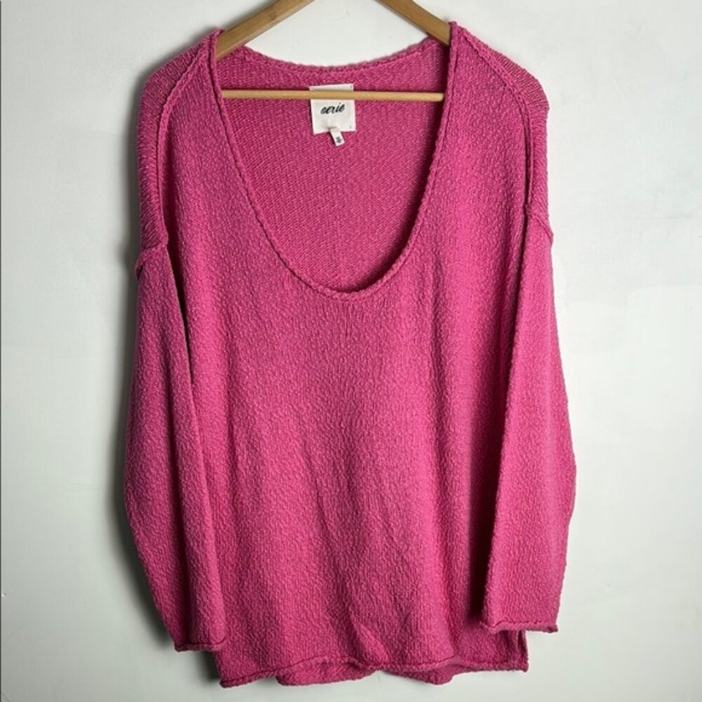 Aerie Oversized Pink Voop Sweater Size Medium